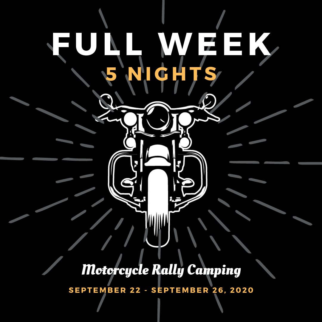Motorcycle Rally Camping September 2020 Fayetteville Arkansas - Full week, 5 Nights